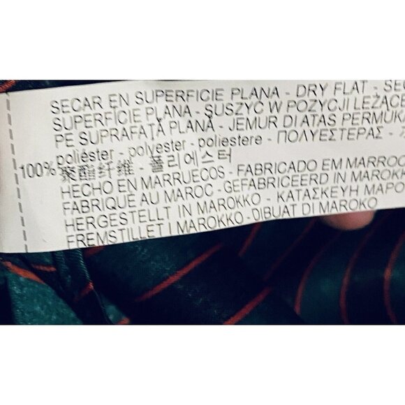 Zara Wrap Top Womens Small Striped Satin Long Sleeve Green Tie Closure Boho - Picture 6 of 7